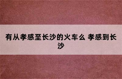 有从孝感至长沙的火车么 孝感到长沙